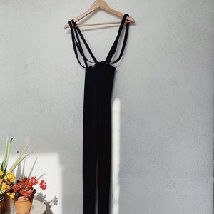 Black leggings with over shoulder straps